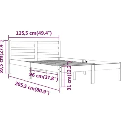 vidaXL - Bed frame met hoofdbord - Massief grenenhout - 120x200 cm