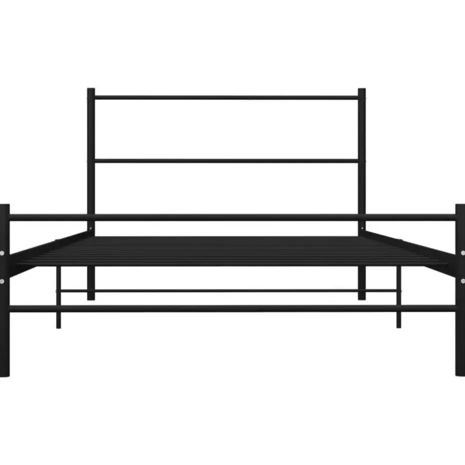 vidaXL - Bed frame met hoofdeinde - Zwart - Metaal - 100x200 cm
