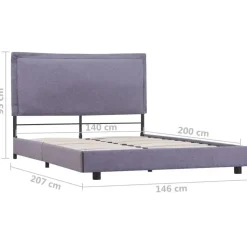 vidaXL - Bed frame met hoofdbord - Lichtgrijs - Stof - 140x200 cm