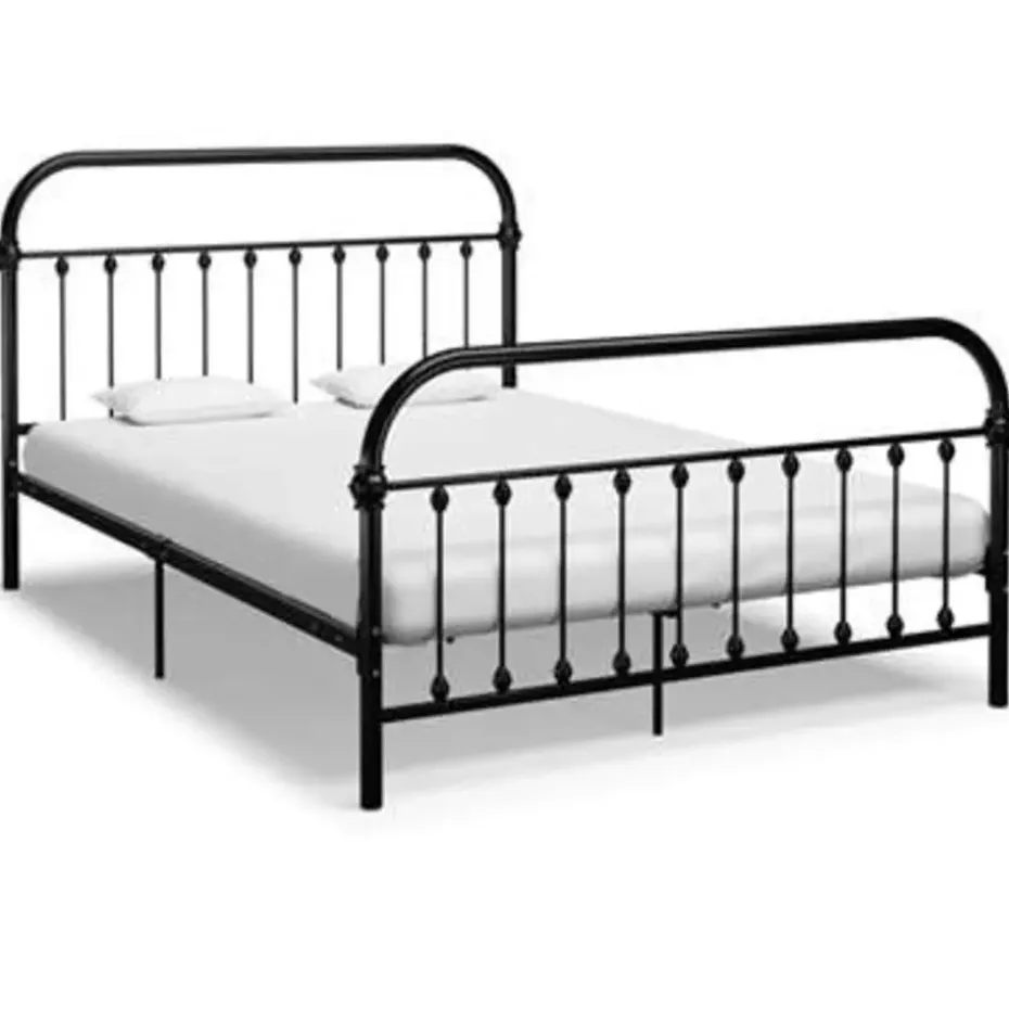 vidaXL - Bed frame met hoofdeinde - Zwart - Metaal - 160x200 cm