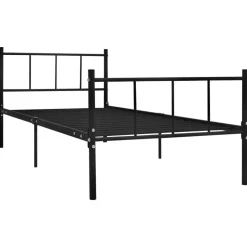 vidaXL - Bed frame met hoofdeinde zonder matras - Zwart - Metaal - 90x200 cm