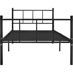 vidaXL - Bed frame met hoofdeinde zonder matras - Zwart - Metaal - 90x200 cm
