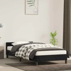 vidaXL - Bed frame met hoofdeinde zonder matras - Zwart - Fluweel - 80x200 cm