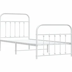 vidaXL - Bed frame met hoofd- en voeteneinde - Wit - Metaal - 90x190 cm