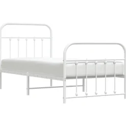 vidaXL - Bed frame met hoofd- en voeteneinde - Wit - Metaal - 90x190 cm