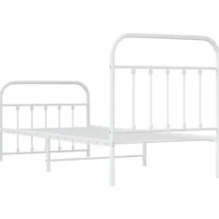 vidaXL - Bed frame met hoofd- en voeteneinde - Wit - Metaal - 90x190 cm