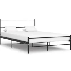 vidaXL - Bed frame met hoofdeinde - Zonder matras - Zwart - Metaal - 140x200 cm