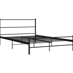 vidaXL - Bed frame met hoofdeinde - Zonder matras - Zwart - Metaal - 140x200 cm