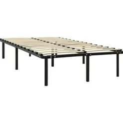 vidaXL - Bed frame met hout lattenbodem - Zwart - metaal - 160x200 cm