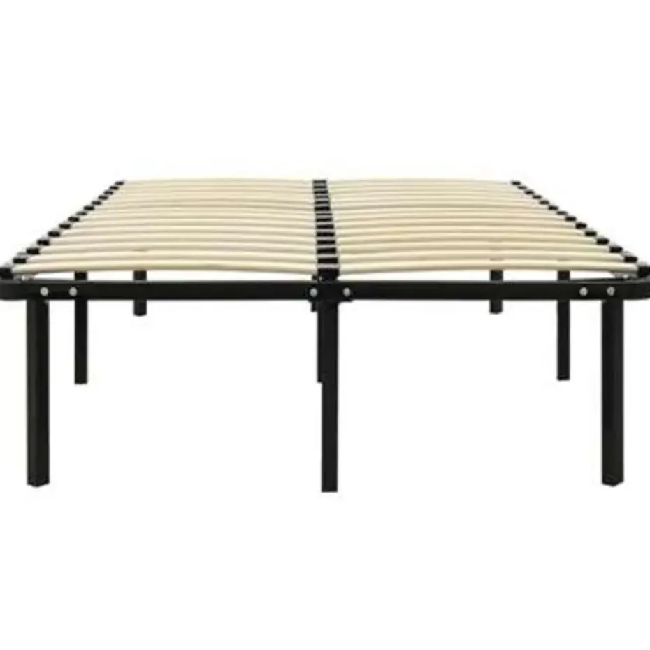 vidaXL - Bed frame met hout lattenbodem - Zwart - metaal - 160x200 cm