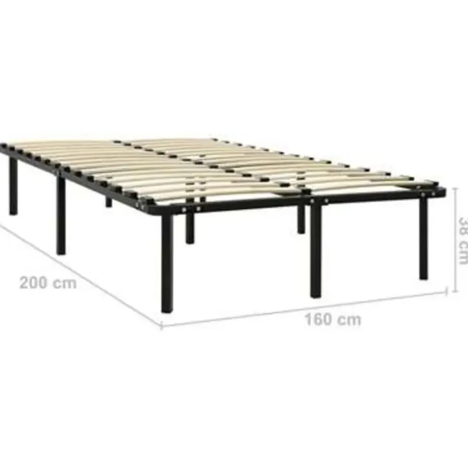 vidaXL - Bed frame met hout lattenbodem - Zwart - metaal - 160x200 cm