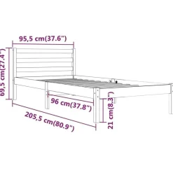 vidaXL - Bed frame met lattenbodem - Naturel - Massief grenenhout - 90x200 cm