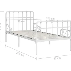 vidaXL - Bed frame met lattenbodem - Wit - Metaal - 90x200 cm