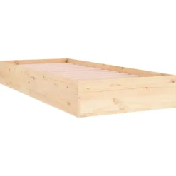 vidaXL - Bed frame met lattenbodem - Naturel - Massief hout - 75x190 cm