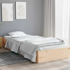 vidaXL - Bed frame met lattenbodem - Naturel - Massief hout - 75x190 cm