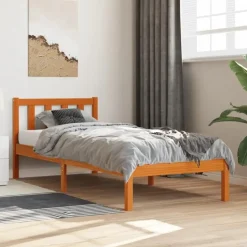 vidaXL - Bed frame zonder matras - Wasbruin - Massief grenenhout - 90x200 cm