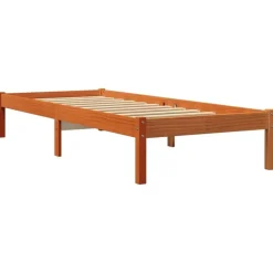 vidaXL - Bed frame zonder matras - Wasbruin - Massief grenenhout - 90x200 cm