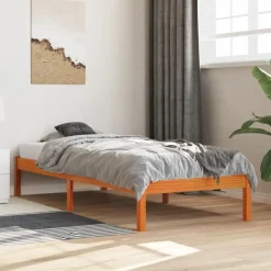 vidaXL - Bed frame zonder matras - Wasbruin - Massief grenenhout - 90x200 cm