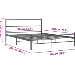 vidaXL - Bed frame zonder matras - Grijs - Metaal - 140x200 cm