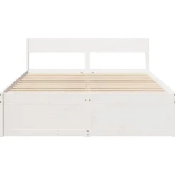 vidaXL - Bed met hoofdbord en lades - Wit - Massief grenenhout - 140x200 cm