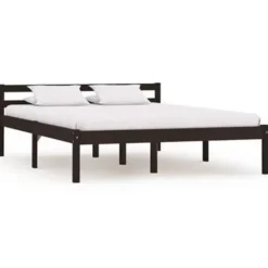 vidaXL - Bed met hoofdeinde - Donkerbruin - Massief grenenhout - 140x200 cm