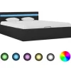 vidaXL - Bed met opbergruimte en LED - Donkergrijs - Stof - 140x200 cm
