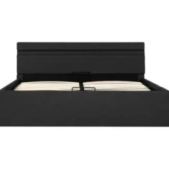 vidaXL - Bed met opbergruimte en LED - Donkergrijs - Stof - 140x200 cm