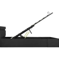 vidaXL - Bed met opbergruimte en LED - Donkergrijs - Stof - 140x200 cm