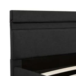 vidaXL - Bed met opbergruimte en LED - Donkergrijs - Stof - 140x200 cm