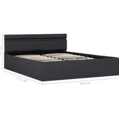 vidaXL - Bed met opbergruimte en LED - Donkergrijs - Stof - 140x200 cm