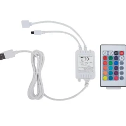 vidaXL - Bed met opbergruimte incl. LED - Lichtgrijs - stof - 180x200 cm