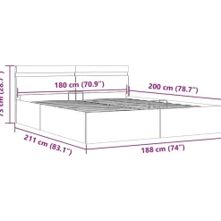 vidaXL - Bed met opbergruimte incl. LED - Lichtgrijs - stof - 180x200 cm