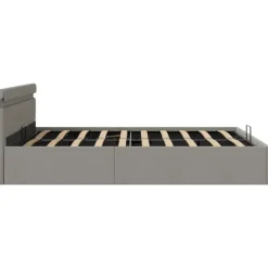 vidaXL - Bed met opbergruimte incl. LED - Lichtgrijs - stof - 180x200 cm