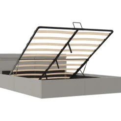 vidaXL - Bed met opbergruimte incl. LED - Lichtgrijs - stof - 180x200 cm