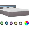 vidaXL - Bed met opbergruimte en LED - Hydraulische - Taupe - Stof - 120x200 cm