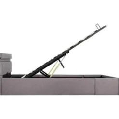 vidaXL - Bed met opbergruimte en LED - Hydraulische - Taupe - Stof - 120x200 cm