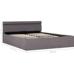 vidaXL - Bed met opbergruimte en LED - Hydraulische - Taupe - Stof - 120x200 cm