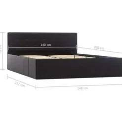 vidaXL - Bed met opbergruimte - Hydraulisch - Zwart - Kunstleer - 140x200 cm