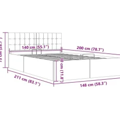 vidaXL - Bed met opbergruimte - Hydraulische - Donkergrijs - Stof - 140x200 cm