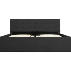 vidaXL - Bed met opbergruimte - Hydraulische - Donkergrijs - Stof - 140x200 cm