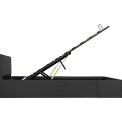 vidaXL - Bed met opbergruimte - Hydraulische - Donkergrijs - Stof - 140x200 cm