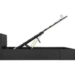 vidaXL - Bed met opbergruimte - Hydraulische - Donkergrijs - Stof - 140x200 cm