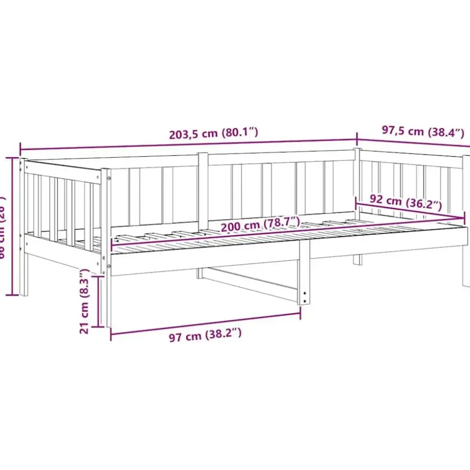 vidaXL - Bedbank - Naturel - Grenenhout - 90x200 cm
