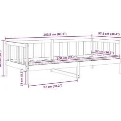 vidaXL - Bedbank - Wit - Massief grenenhout - 90x200 cm