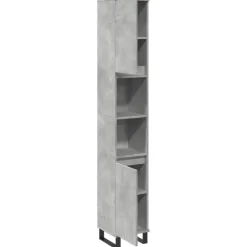 vidaXL - Betongrijs Kolomkast met 2 deuren 2 vakken - Hout - 30x30x190 cm