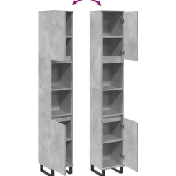 vidaXL - Betongrijs Kolomkast met 2 deuren 2 vakken - Hout - 30x30x190 cm