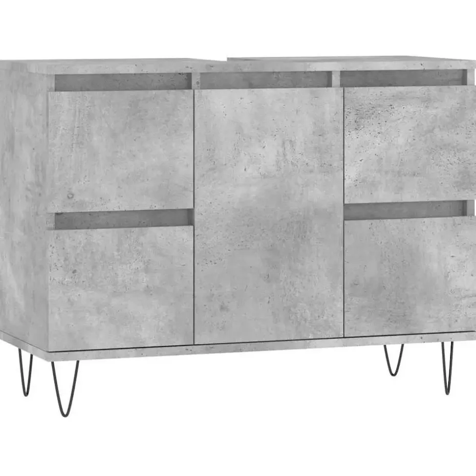 vidaXL - Betongrijs Wastafelonderkast - 1 deur 4 lades - Hout - 80x33x60 cm