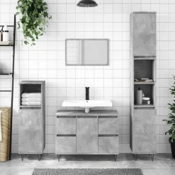 vidaXL - Betongrijs Wastafelonderkast - 1 deur 4 lades - Hout - 80x33x60 cm