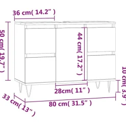 vidaXL - Betongrijs Wastafelonderkast - 1 deur 4 lades - Hout - 80x33x60 cm