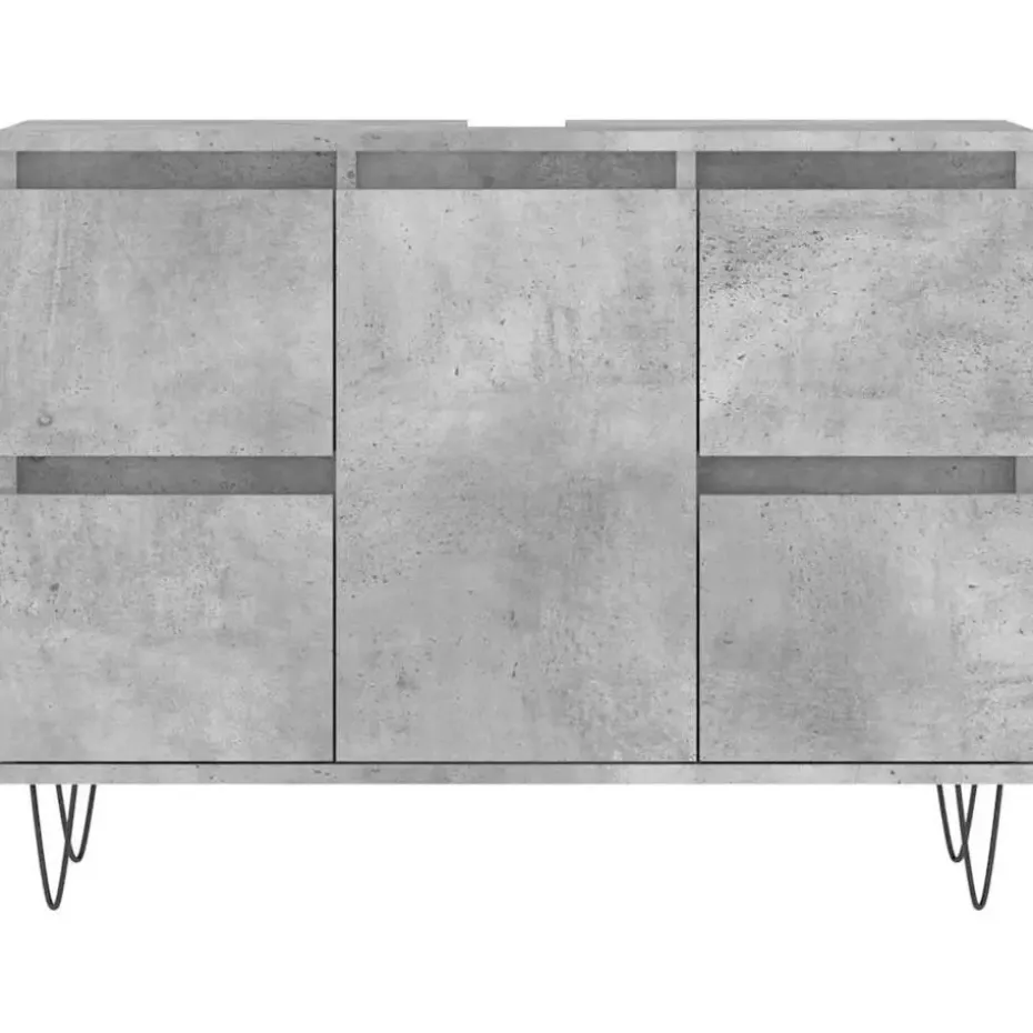 vidaXL - Betongrijs Wastafelonderkast - 1 deur 4 lades - Hout - 80x33x60 cm